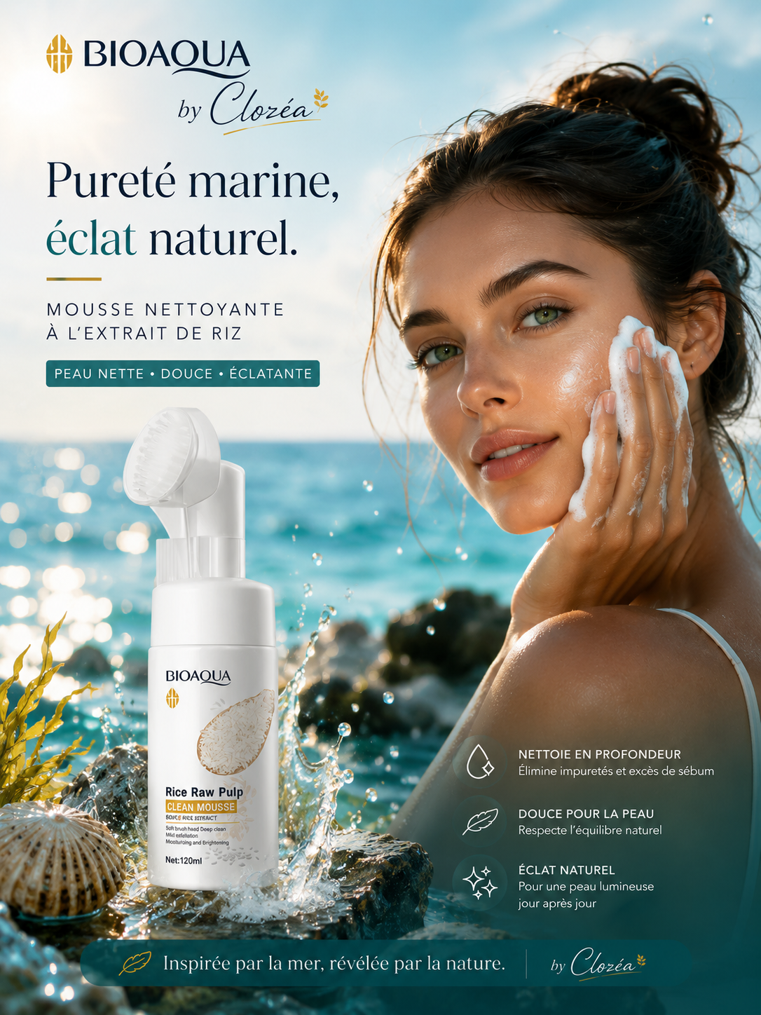 BIOAQUA Rice Raw Pulp Clean Mousse by Clozéa